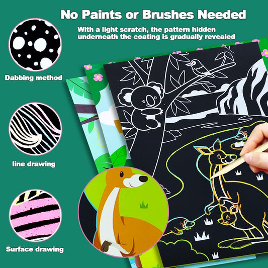 BAOXUE Scratch Art for Kids, Mermaids Black Rainbow Scratch Paper Set-Arts And Crafts & Supplies, DIY Activity & Party Games, Mermaid Toys Gifts for Toddlers, Girls