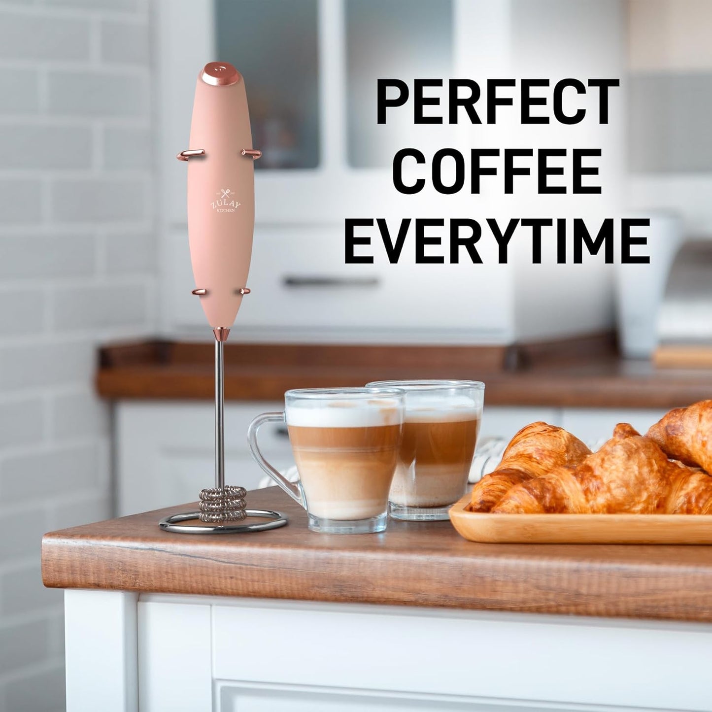 Zulay Kitchen Powerful Milk Frother Wand With Duracell Batteries - Ultra Fast Handheld Drink Mixer - Electric Whisk Foam Maker for Coffee, Lattes, Cappuccino & Matcha - Z1 Motor - Black - Colors D