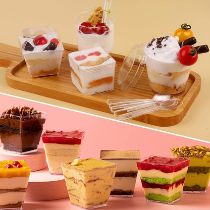 LifeIdeas 380 Pack Mini Dessert Cups with Spoons and lids, 5 oz Mini Clear Parfait Cups, Shooters Cups for Party, Round Yogurt Cups, Reusable Fruit Ice Cream Cake Pudding Cups