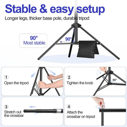 EMART 10x10FT Backdrop Stand, Photo Studio Back Drop Adjustable Stand with 6 Backdrop Clamps,2 Sandbags and Carry Bag,Heavy Duty Background Support System Kit for Photography,Parties,Wedding,Video