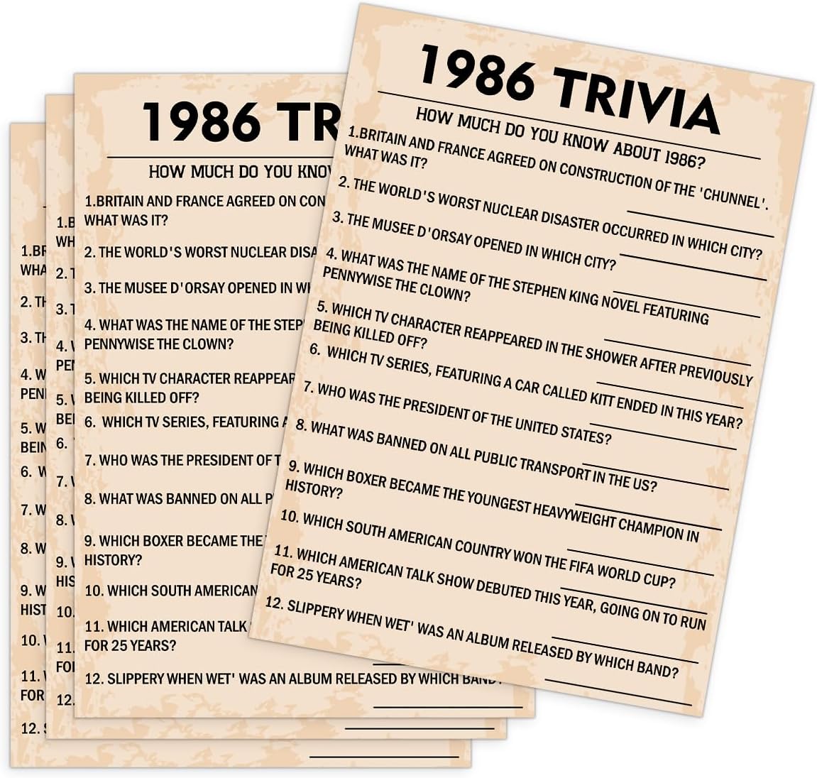 QUPT 40th Birthday Party Games, Movies in 1986 Games, Birthday Party Supplies for Adults, Fun 1986s Party Game，Pack of 30 Cards