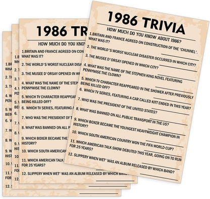 QUPT 40th Birthday Party Games, Movies in 1986 Games, Birthday Party Supplies for Adults, Fun 1986s Party Game，Pack of 30 Cards