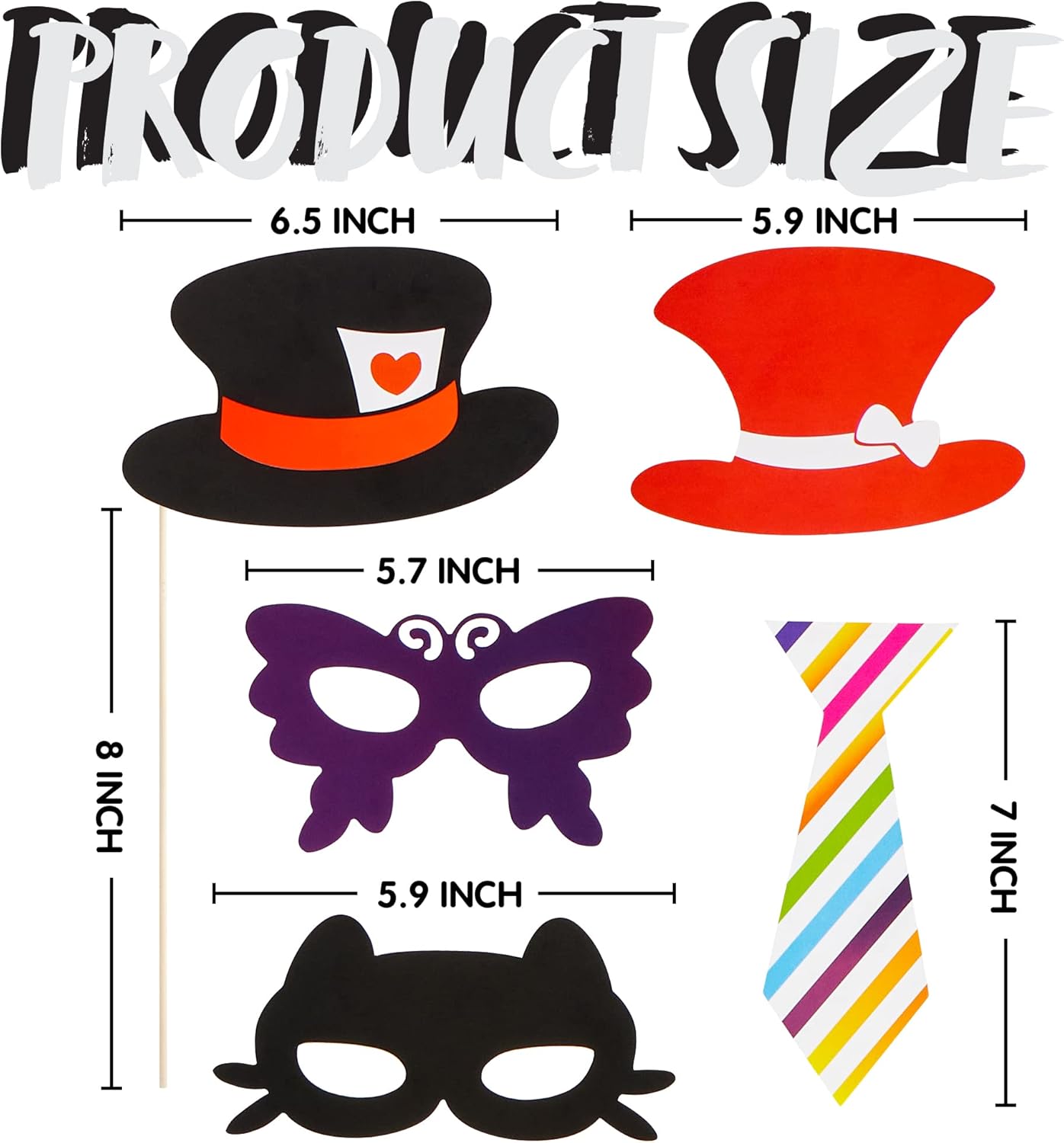 Joyin Toy Photo Booth Props 66 Pieces，Multicolor Kit for Graduation Wedding Party Supplies Favors，with Stick, Hats, Glasses, Mouth, Bowler, Bowties