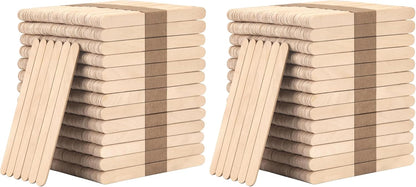 WISYOK 240 Pcs Natural Wood Craft Sticks, Popsicle Sticks, Lolly Sticks for Crafts 4.5 Inch, Ideal for Homeschool Arts and Crafts, Waxing Supplies, Classroom Art Supplies