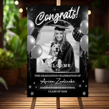 Graduation Party Welcome Sign, Photo Graduation Poster, Graduation Decorations, Grad Party Sign, Grad Welcome Sign, Graduation gift for best friend, Graduation gift for daughter, sister, brother - 1