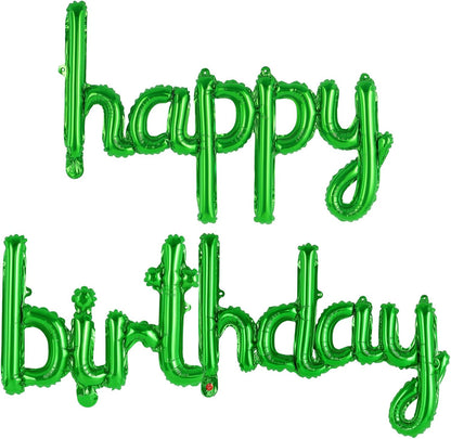 Happy Birthday Balloons Banner Foil Letters Balloons Connected, Personalized Birthday Signs for Women Men Boys Girls Birthday Party Decorations, Small Gold