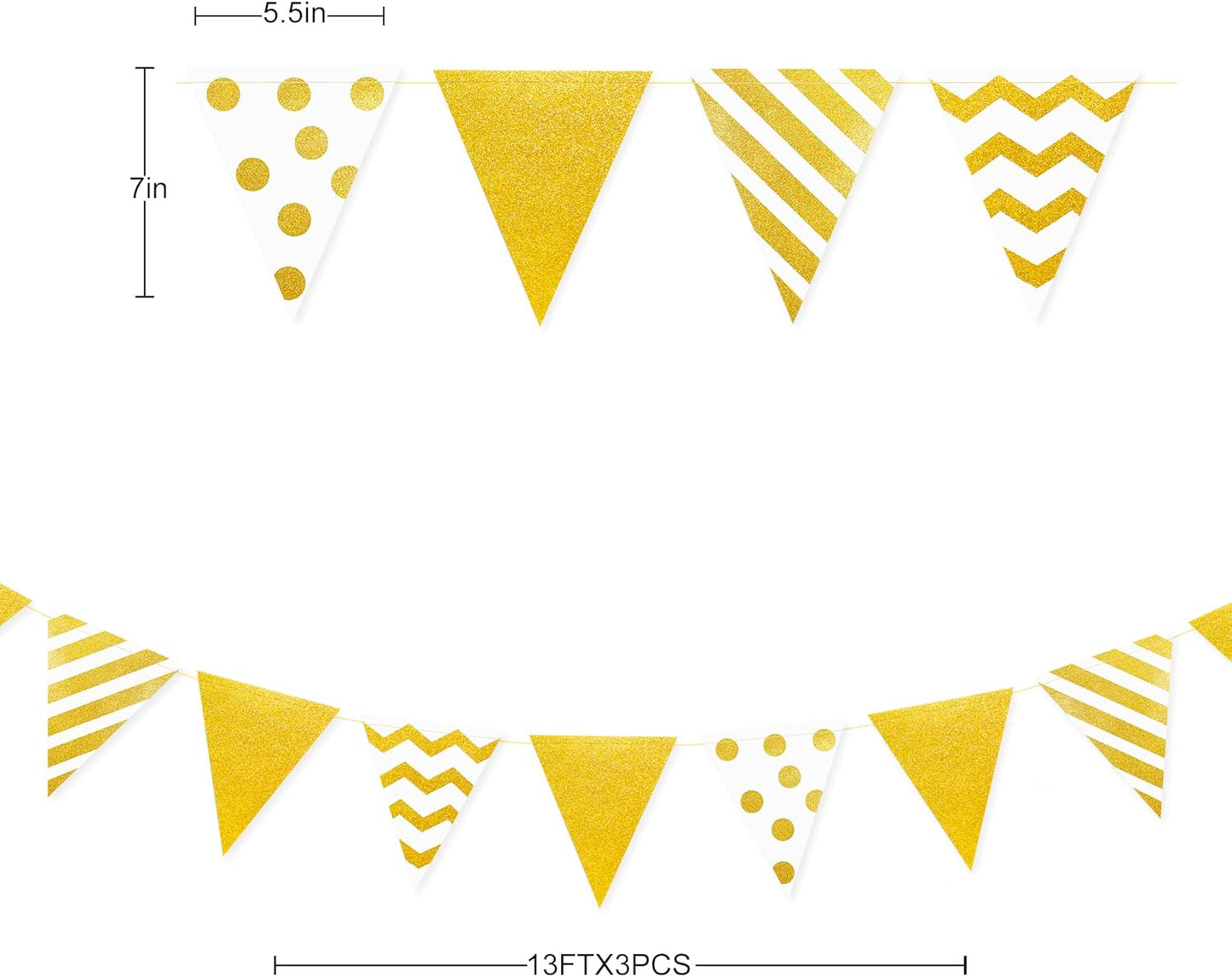 30Ft Navy Blue Gold and Beige Party Decorations Royal Blue Gold Triangle Flag Pennant Banner Bunting for Graduation Birthday Wedding Bridal Shower Nautical Ahoy Achor Theme Party Decorations Supplies