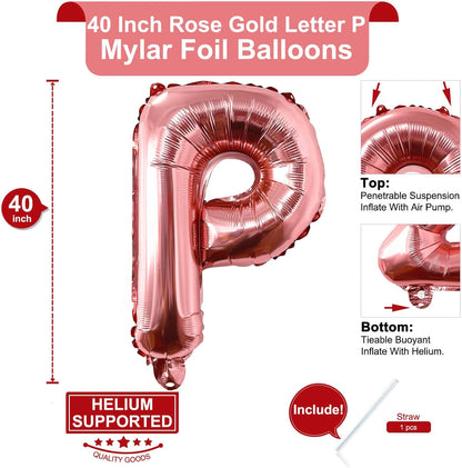 Lovoir 40 Inch Large Rose Gold Letter A Balloons Big Size Jumbo Mylar Foil Helium Balloon for Birthday Party Celebration Decorations Alphabet Rose Gold A