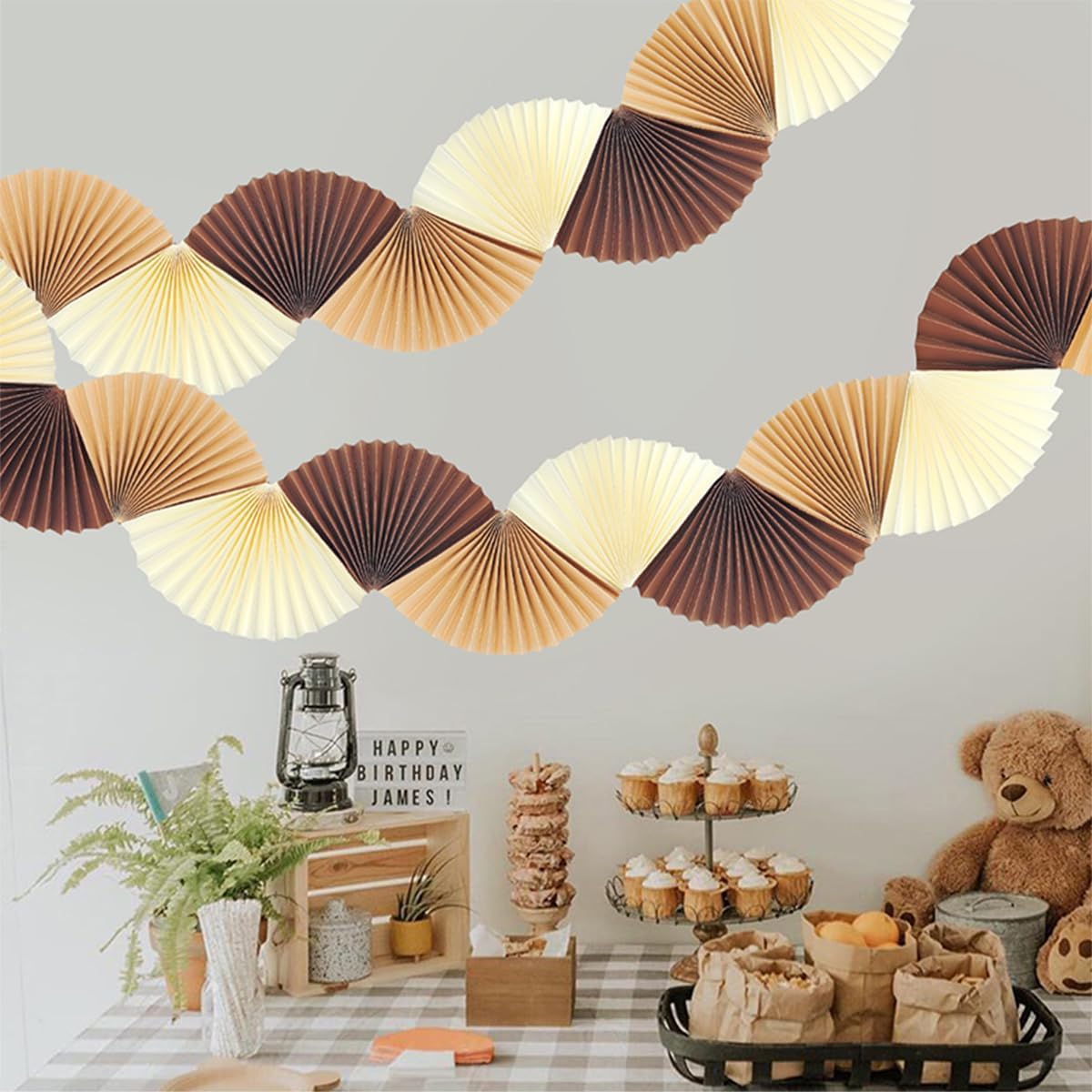 Paper Fan Garland - Paper Fan Garland Party Decorations - Perfect for Birthday Parties, Holiday Decorations, Family Gatherings, Weddings and More (Red)