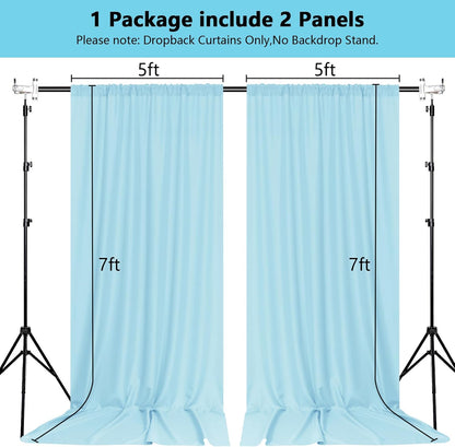 MEETSKY Black Backdrop Curtains for Parties - 10ft x 8ft Party Photo Background Curtain Rod Pocket Fabric Drapes Panels for Boys Birthday Holiday Home Halloween Decoration, 5ft x 8ft, 2 Panels
