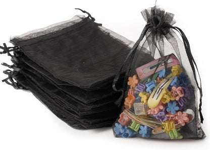 100PCS White Organza Bags, 4x6 Inch Small Mesh Bags Drawstring, Jewelry Gift Bags for Easter, Party, Festival, Bathroom Soaps, Makeup