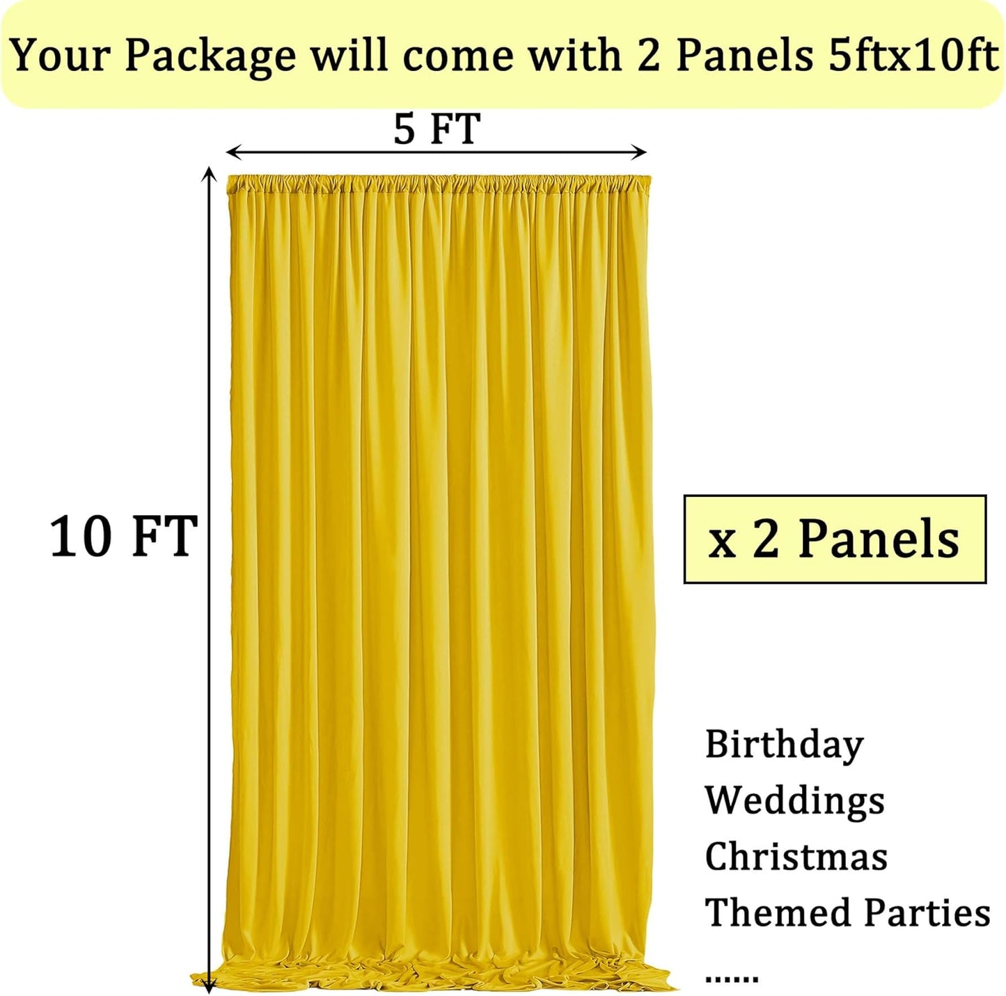 10ftx10ft Black Backdrop Curtains for Weddings Parties, Wrinkle Free 2 Panels Silky Polyester Photo Backdrop Drapes Back Drop Cloth Drapery for Birthday Mother'sDay Photography Background