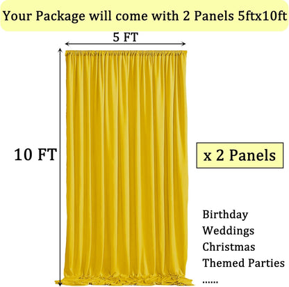 10ftx10ft Black Backdrop Curtains for Weddings Parties, Wrinkle Free 2 Panels Silky Polyester Photo Backdrop Drapes Back Drop Cloth Drapery for Birthday Mother'sDay Photography Background