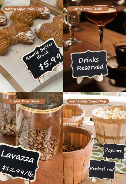 Herda 18PCS Mini Chalkboard Signs with Easel Stand,Food Labels for Party Buffet for Graduation Decor/Wedding Signs,Catering Supplies Buffet Display/Party Supplies/Place Cards,Reserved Table Numbers