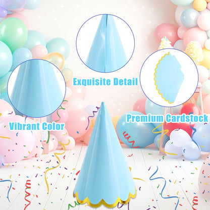 CANREVEL 24 PCS Pastel Party Hats for Adults, Pastel Party Decorations, Party Headwear for Birthday|Celebration|Party Supplies, Macaron Cone Hats for Women Men
