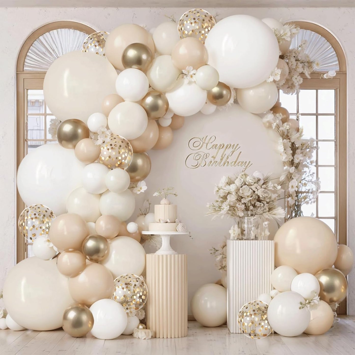 Sage Green Pink Balloons Garland Kit,133pcs Olive Green Blush Pink Sand White Metallic Gold Balloons for Bridal Shower Wedding Birthday Jungle Safari Woodland Party Decorations…
