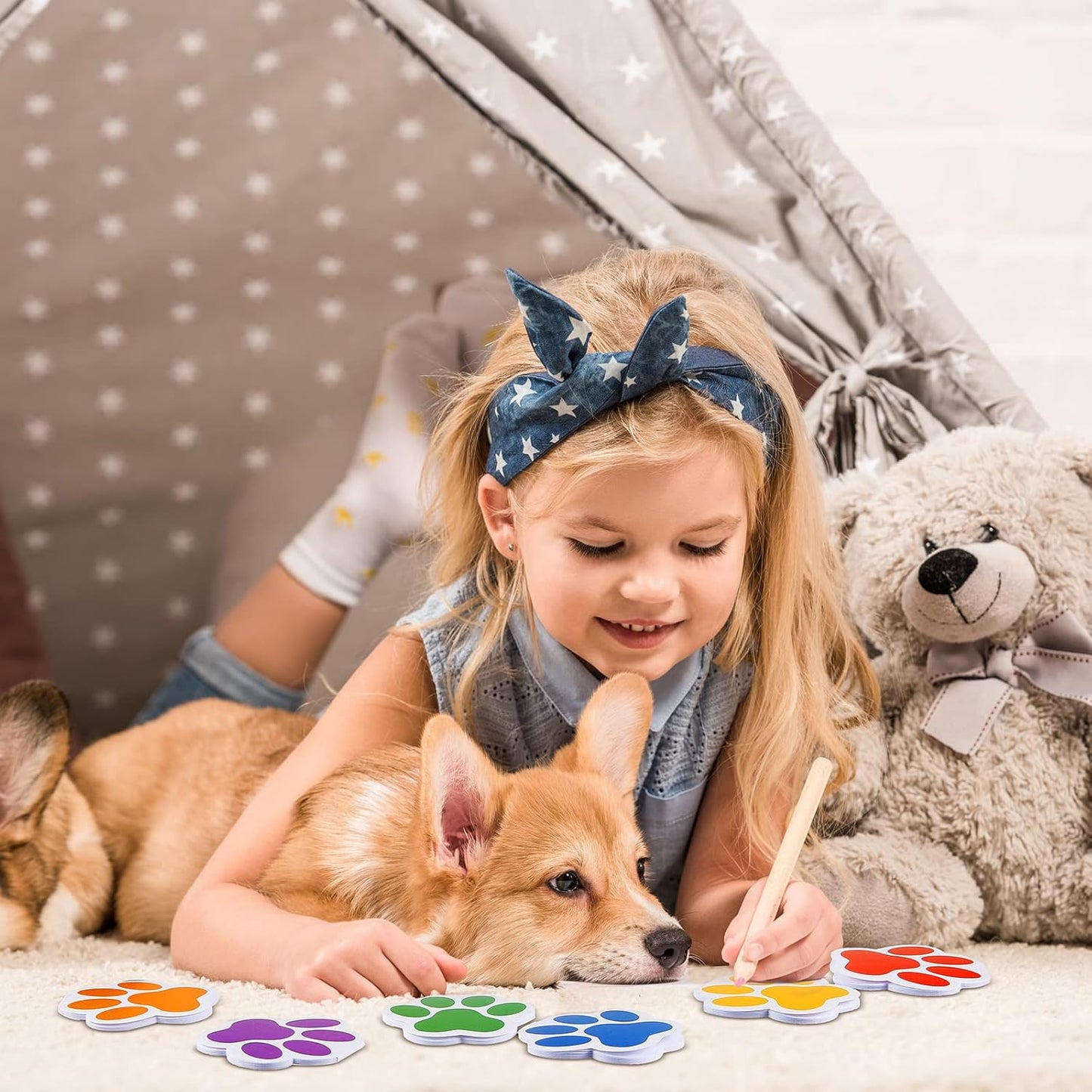 Chinco 24 Pcs Dog Party Favors Dog Notebook Paw Print Note Puppy Paw Pads Colorful Notepads Gift Filled for Animal Lovers Kids School Classroom Birthday Supplies 6 Colors