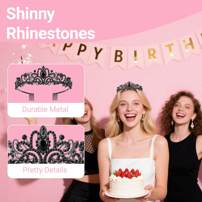 Tiara Crown for Women, Headband Hair Accessories for Birthday Wedding Party Costume Pink