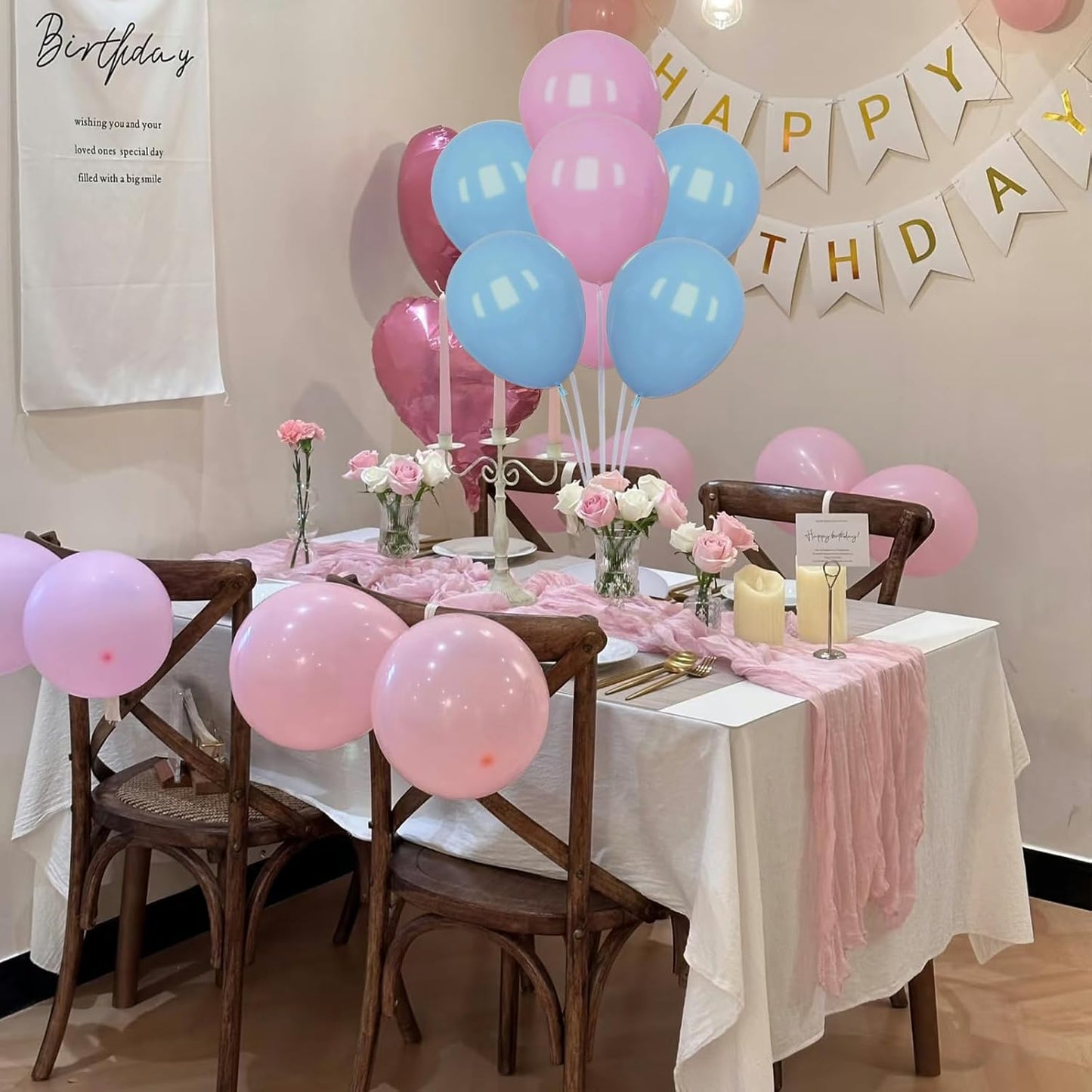 6 Set Balloon Stand Kit for Table Centerpieces With Balloon and Base Party Decorations for Birthday Wedding Retirement Graduation Baby Shower (Black Gold)