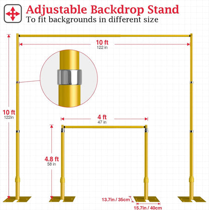 EMART 10x10ft Heavy Duty Backdrop Stand Kit, Adjustable Pipe and Drape Photo Booth Frame for Wedding, Party, Christmas, Birthday Decorations