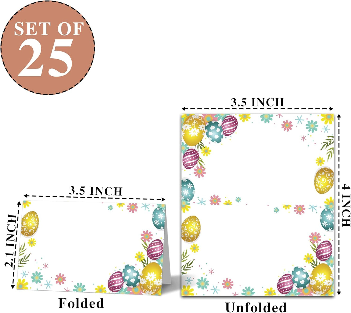 Easter Table Place Cards, Easter Eggs Seating Place Cards for Tables, Holiday Party Tent Cards, Food Tent Labels for Easter Party, Scored for Easy Folding, 25 Pack(A05)