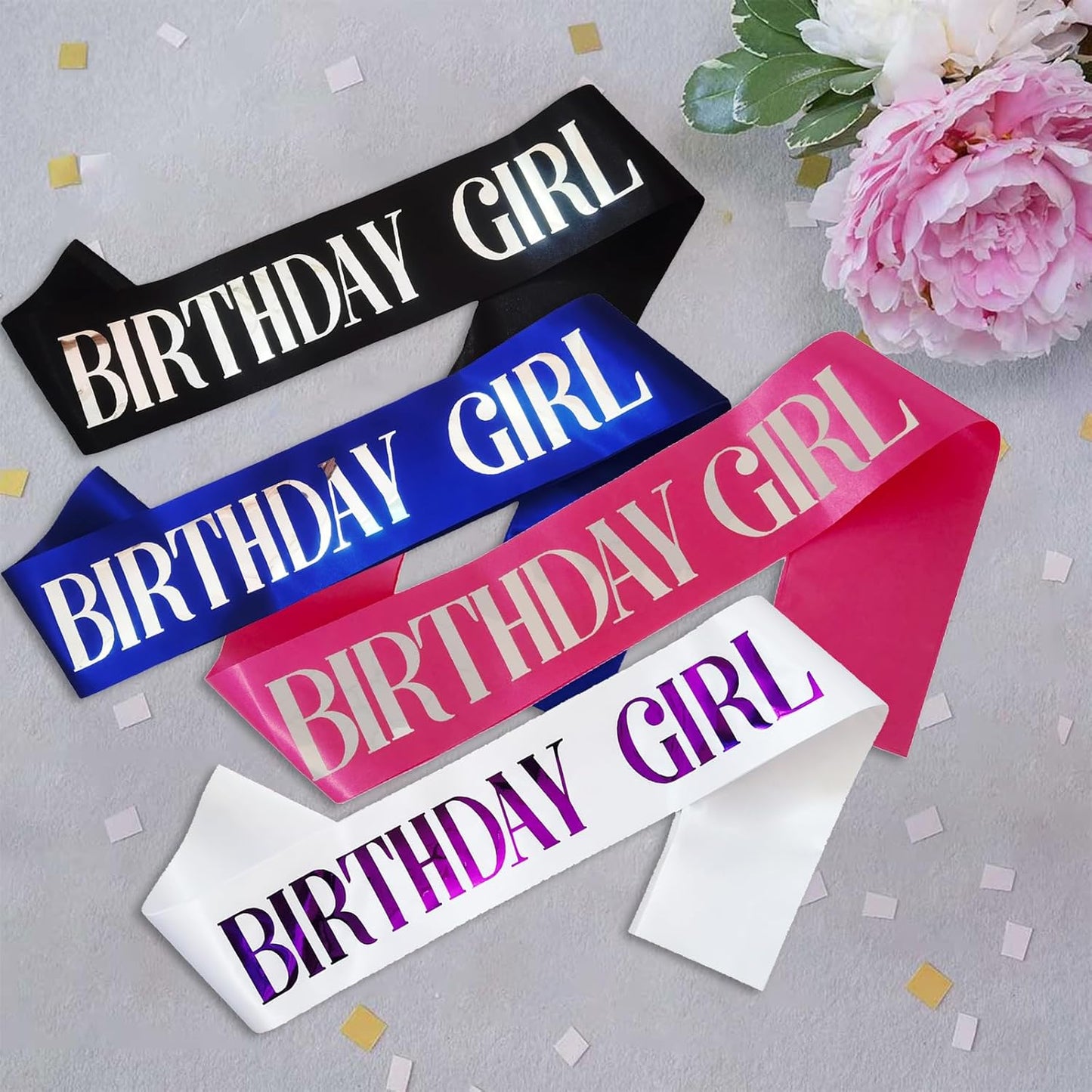 Birthday Girl Sash, Pink Foil White Birthday Sash for Girl Sweet 16th 18th 20th 21st 30th Fun Birthday Party Gifts Favors Decorations