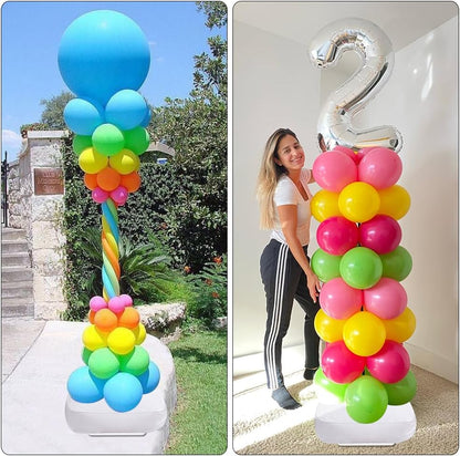 Balloon Column Stand Kit Set of 4, 7 Feet Height Adjustable Balloon Stand Kit for Floor, Balloon Pillars Stand Kit Reusable for Birthday, Wedding, Baby Shower, Graduation Party Decorations (4 Set)