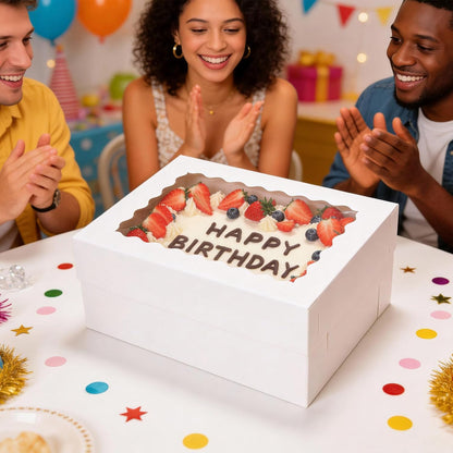 COTOPHER 50 Pcs Cake Boxes 8 Inch, 8x8x5 Inches Cake Containers (25 Boxes & 25 Boards), White Bakery Boxes with Windown for Cookies, Desserts, Cupcake, Pastries, Birthday, Wedding, Mother's Day