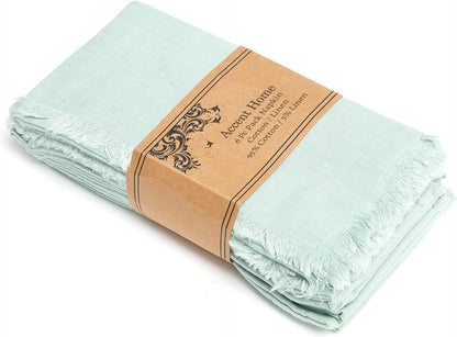 ACCENTHOME Natural Cotton Linen Napkin Set of 12 18x18 inch Dinner Napkins - Washable Soft Premium Hotel Quality Reusable Hemmed Edges Napkins Perfect Table Linens for Family Dinners, Weddings