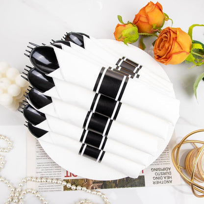 Supernal 240 Silver Plastic Silverware Set - 60 Sets Pre Rolled Napkins with Cutlery - Mirror Polished Real Look Disposable Silver Utensils- Elegant Heavy Duty Flatware for Weddings & Catering
