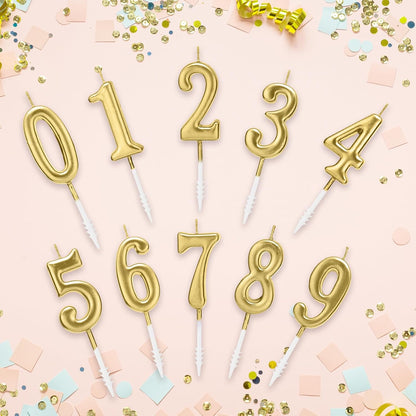 Beanlieve 10-Pieces Numeral Birthday Candles - Cake Numeral Candles Number 0-9 Glitter Cake Topper Decoration for Birthday,Wedding Anniversary,Party Celebration (Colourful)
