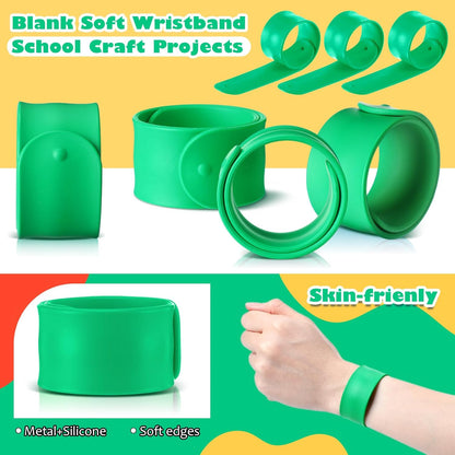Vinsot 30 Pcs Silicone Slap Bracelets Gift for Kids DIY Slap Bands Party Favor Soft Blank Snap Wristbands Bulk for School Craft Project Painting Classroom Prizes Birthday Wedding
