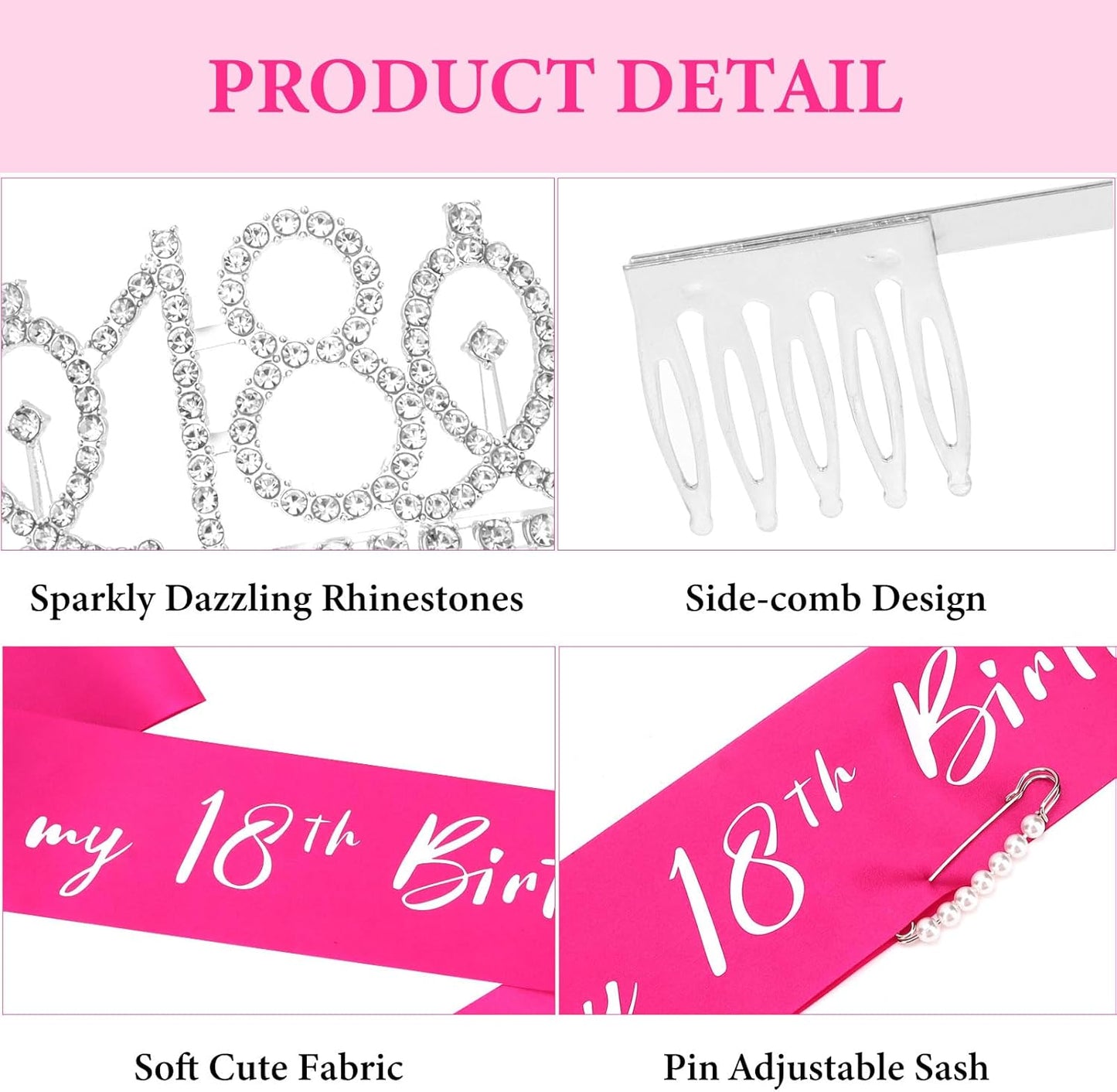 CAVETEE Silver Birthday Crown for Girls Birthday Decorations Birthday Gifts for Women and Girls