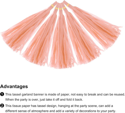 MECCANIXITY 15Pcs Light Blue Tassel Garland Banner with Rope Tissue Paper Tassels Party DIY Kits for Anniversary Wedding Birthday Party