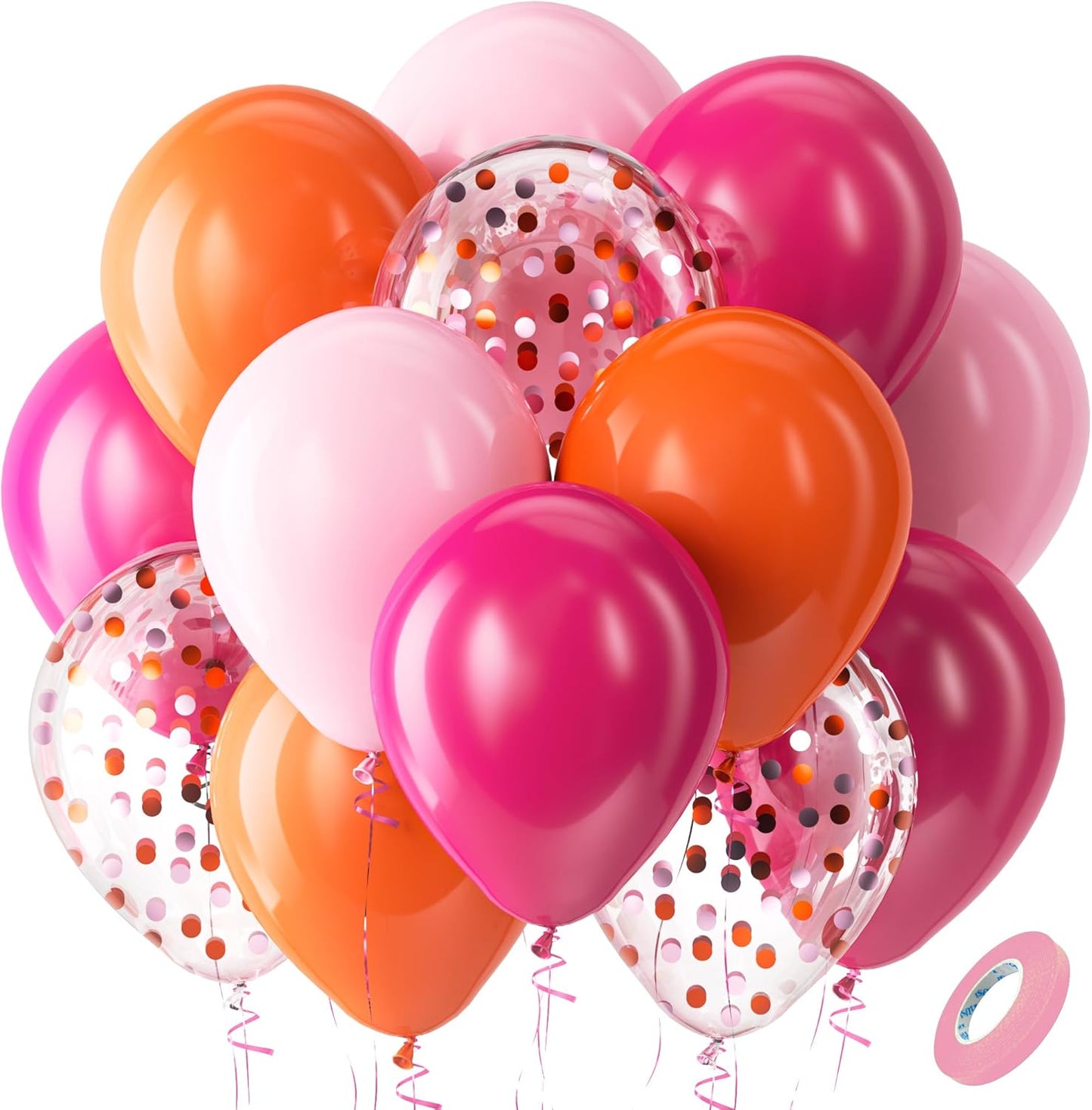 Bezente Pink Balloons Set,60pcs 12 inch Metallic Pearl Pink, Hot & Pastel Pink Latex Balloons Kit for Birthday,Wedding,Baby Shower,Princess Theme Party Decorations