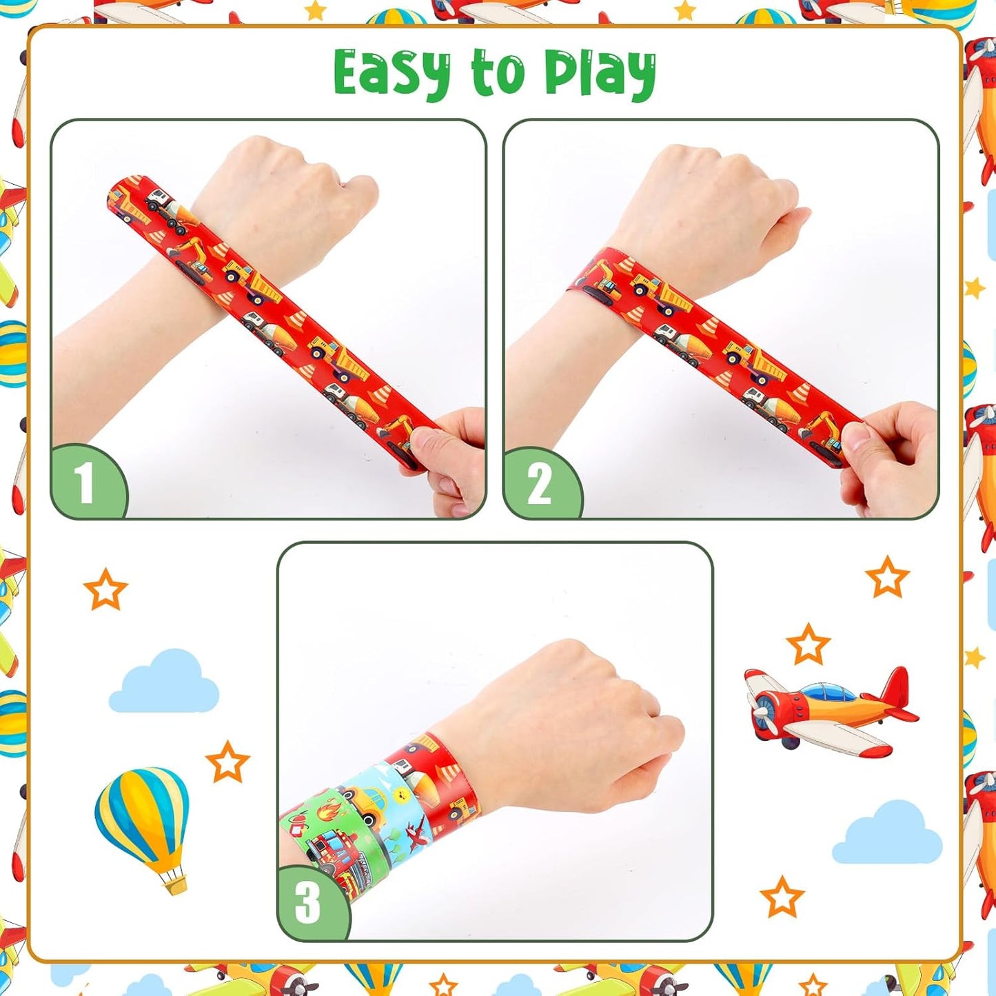 Serencatcher 48pcs Slap Bracelets Party Favors for Birthday Baby Shower Party Supplies Gifts