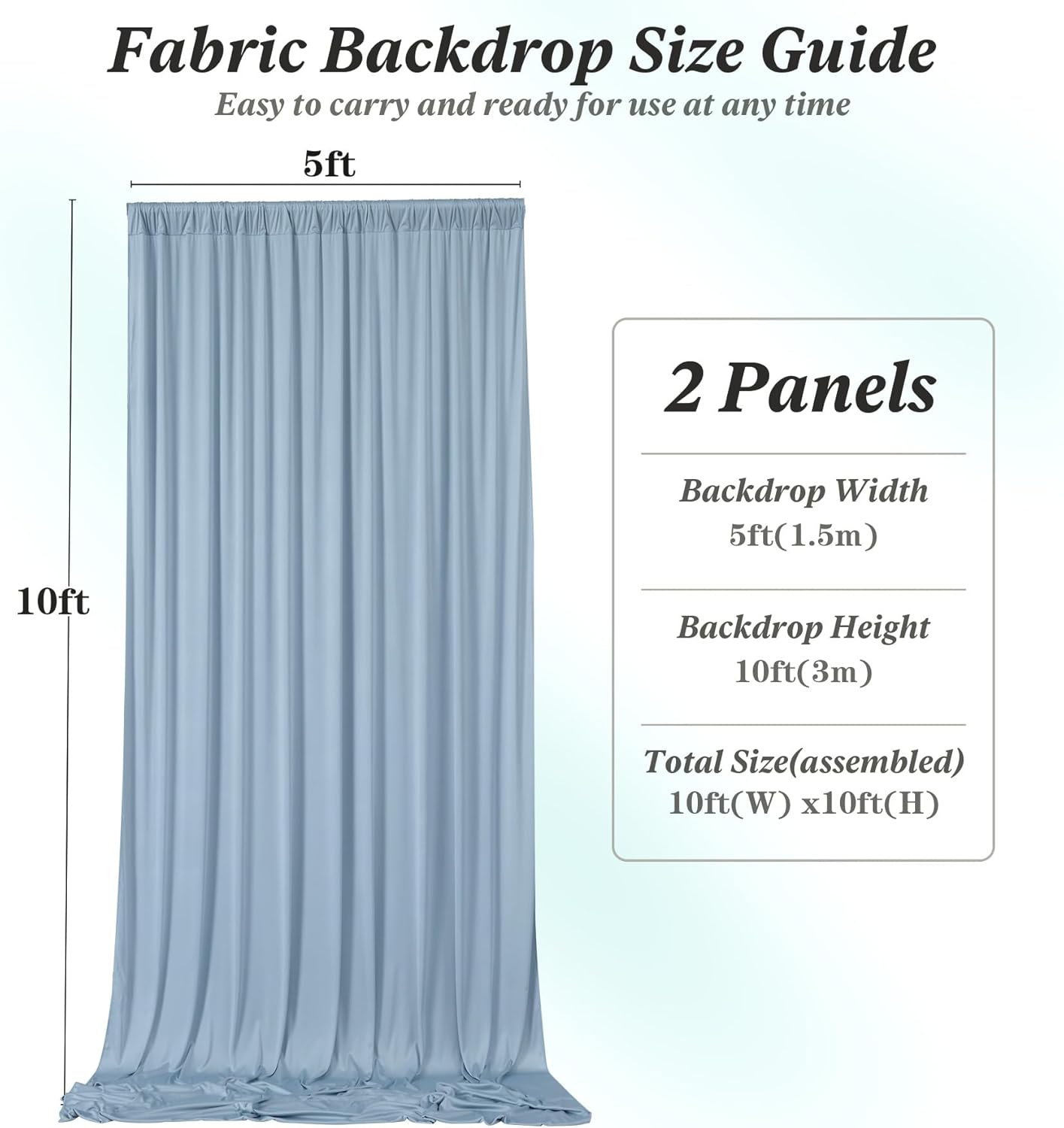 10 ft x 10 ft Wrinkle Free White Backdrop Curtains for Wedding Parties, Polyester Photography Backdrop Drapes for Birthday Parties Stage Backdrop Stand, 2 Panels 5x10FT Background Curtains