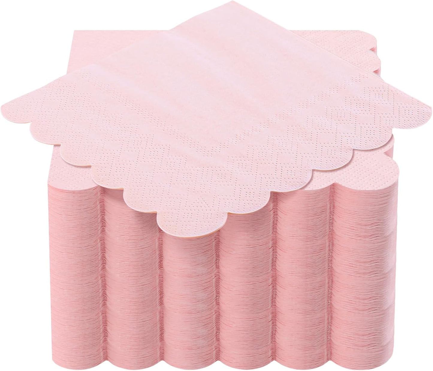 NatNarr 120 Pcs Cocktail Napkins Pink Mothers Day Paper Napkins Light Pink Dessert Beverage Napkin Cute Scalloped Party Napkin for Baby Bridal Shower, Birthday, 5 x 5 Inch