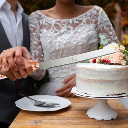 Wedding Cake Knife and Server Set, Wedding Cake Cutting Set with Mr and Champagne Flutes Glasses for Bride and Groom Gifts for Couples