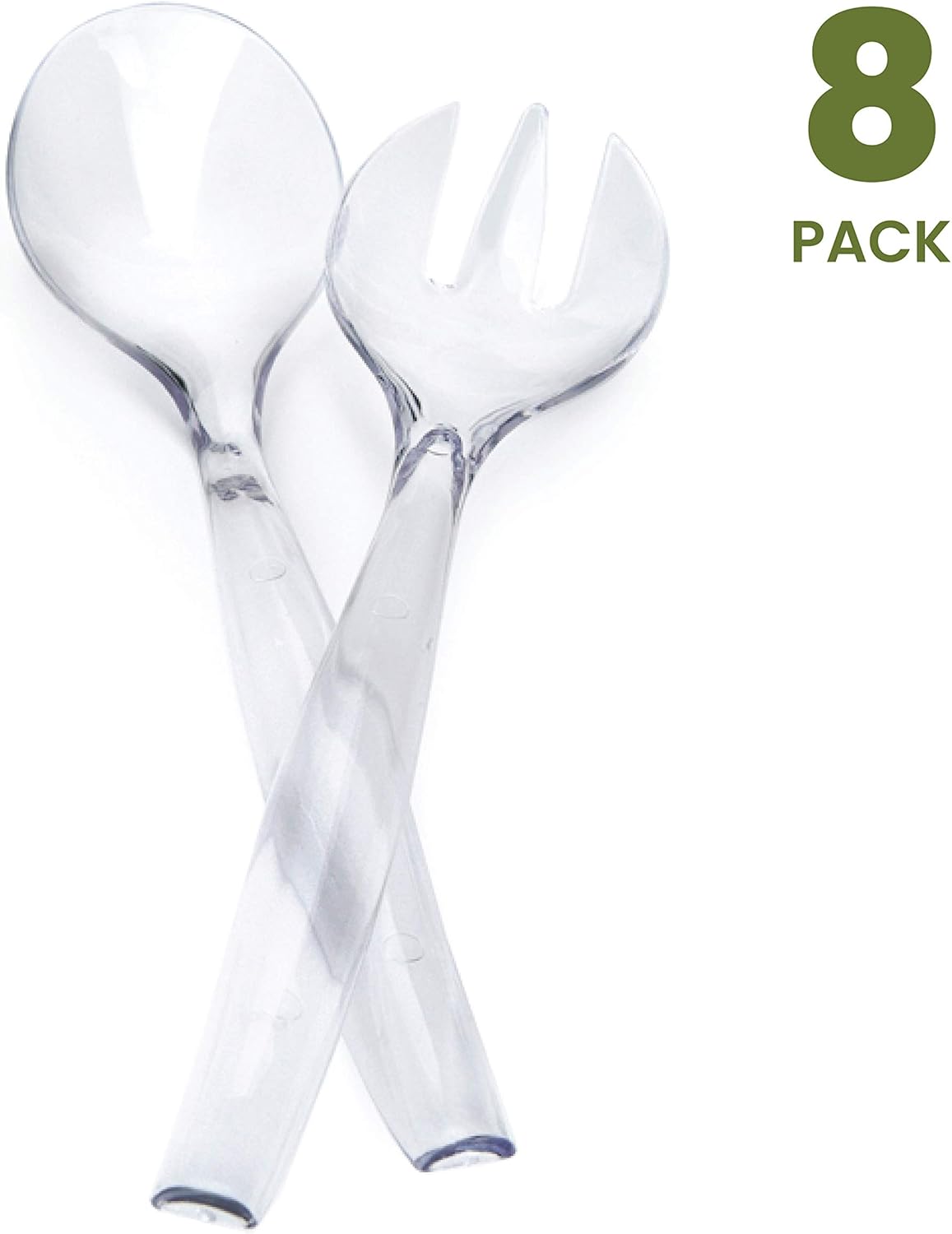 Plasticpro Disposable Plastic Serving Utensils Set of 4 Salad Spoons, And 4 Salad Forks, Clear Heavyweight