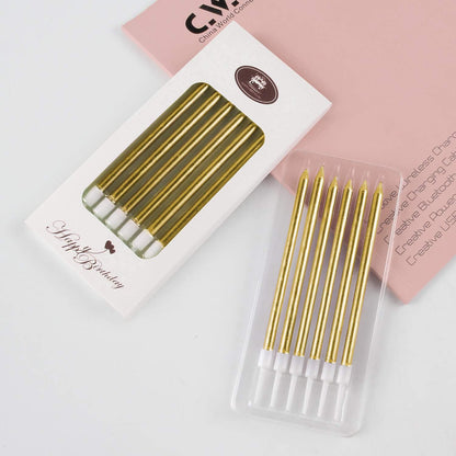 BEAN LIEVE 24-Count Birthday Candles - Long Thin Cake Candles Slow Burning Candles for Birthday, Wedding, Lucky Party Decoration (Champagne Gold)