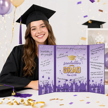 Graduation Guest Book 2026, Blue Gold Graduation Decorations Class of 2026 Graduates Sign in Book Signature Board Congrats Grad Decor Party Supplies, High School College Graduations Gifts for Her Him