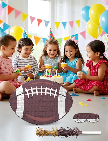 Soccer Piñata – Includes Wooden Stick, Blindfold, and Confetti – 13"x13"x3" – Perfect for Sports Party Decorations and Soccer Pinatas for Birthday Party