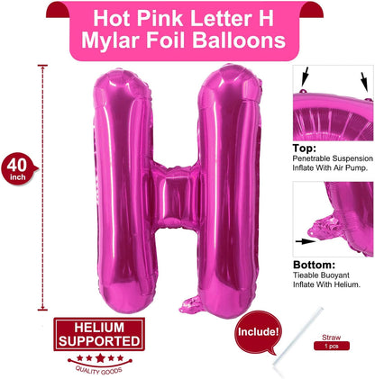 Lovoir 40 Inch Large Hot Pink Letter A Balloons Big Size Jumbo Mylar Foil Helium Balloon for Birthday Party Celebration Decorations Alphabet Hot Pink A