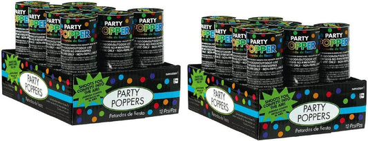 24-Count Multicolor Confetti Party Poppers – Safe Indoor/Outdoor Celebration Favors for Weddings, Birthdays & Events