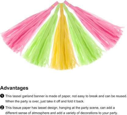 MECCANIXITY 15Pcs Light Blue Tassel Garland Banner with Rope Tissue Paper Tassels Party DIY Kits for Anniversary Wedding Birthday Party