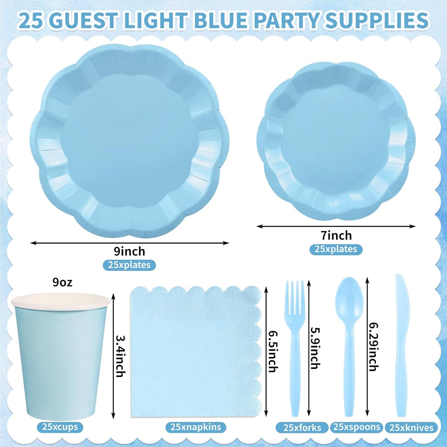 NatNarr 175 Pcs Sage Green Plates and Napkins Set, 25 Guest Sage Green Party Supplies Include Scalloped Paper Plate Napkin Cup Forks Knives Disposable Plastic Cutlery for Wedding Baby Shower Birthday