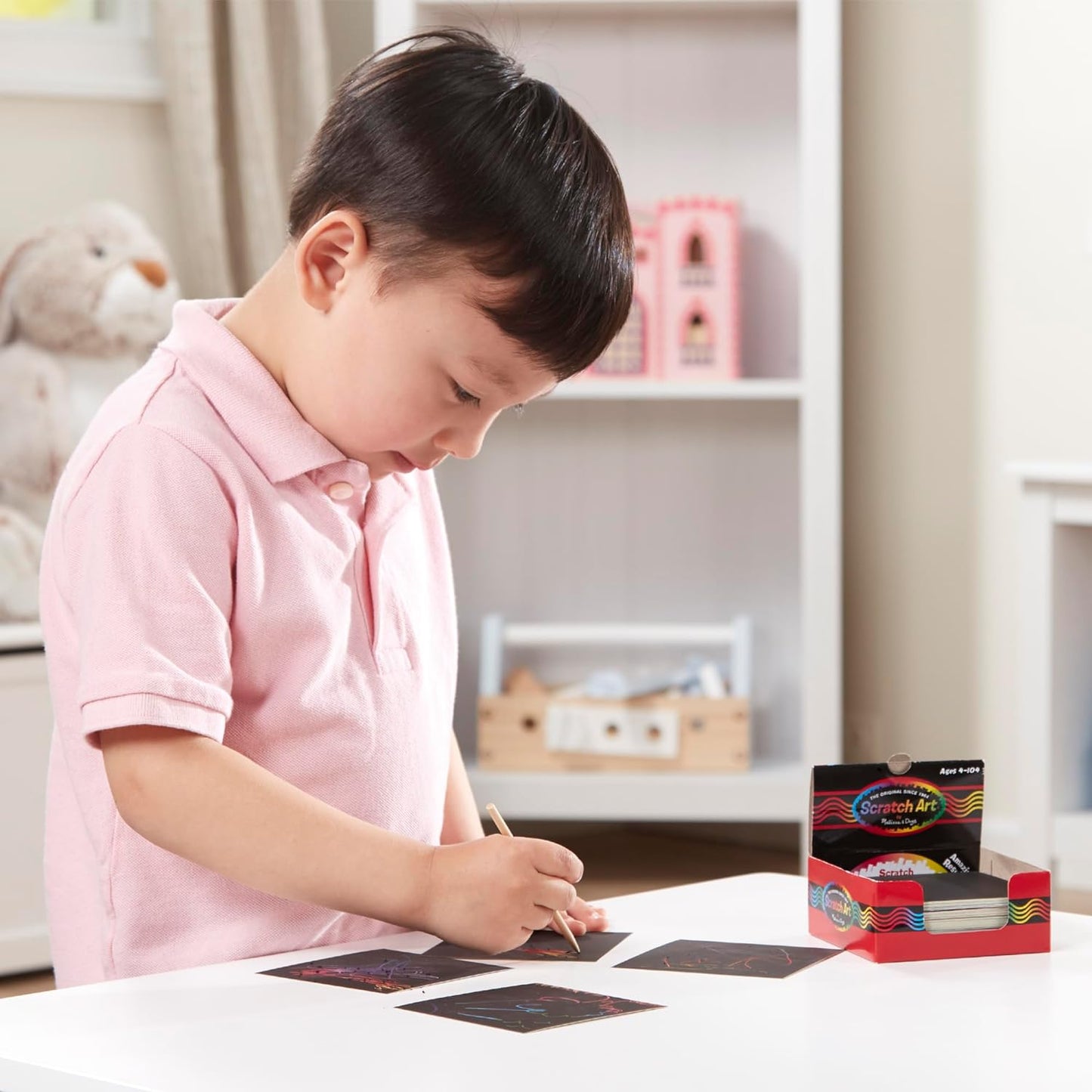 Melissa & Doug Scratch Art® Box of 125 Friendship-Themed Shaped Notes in Desktop Dispenser (Approx. 3.5” x 3.5” Each Note)