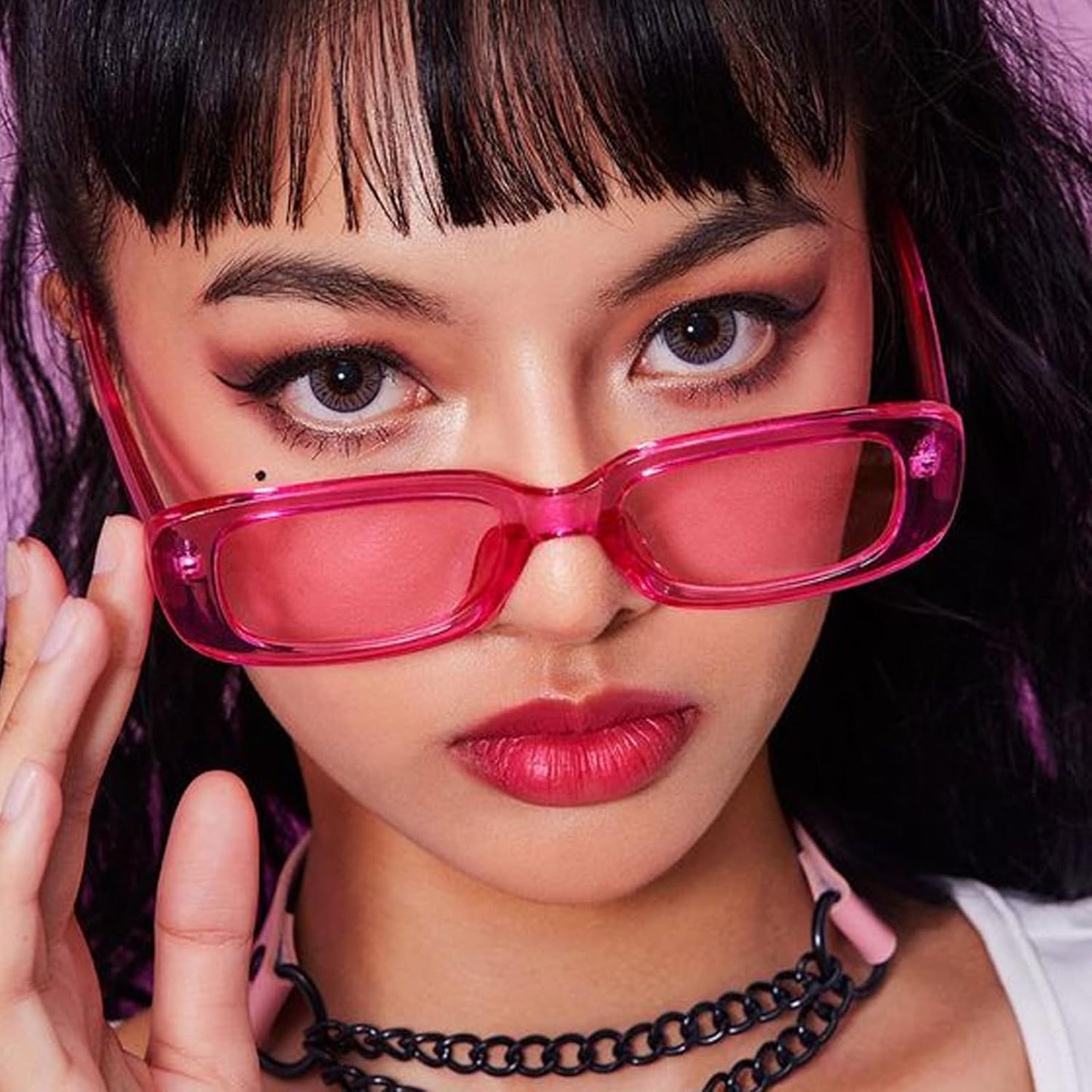 SUNOVELTIES 10 Pack Rectangle Sunglasses for Women Retro Narrow Square Glasses 90s Aesthetic Vintage Eyewear Uniex Adult