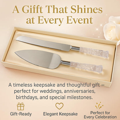 GIFTS INFINITY Personalized Wedding Cake Knife and Server Set with Engraving – Cake Cutting Utensil Set, Keepsake Gift for Wedding, Anniversary, Reception, Birthday & Other Occasions (CH-101WB)
